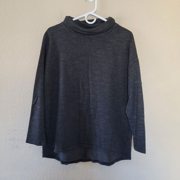 Cut Loose Turtleneck Top Womens size Small Long Sleeve Lagenlook Green Gray - Picture 1 of 7
